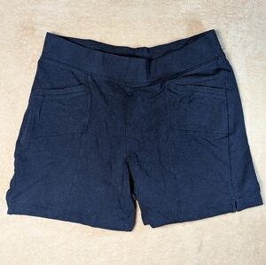 T By Talbots Navy Blue Pull On Knit Cotton Shorts Large P Sweat Shorts